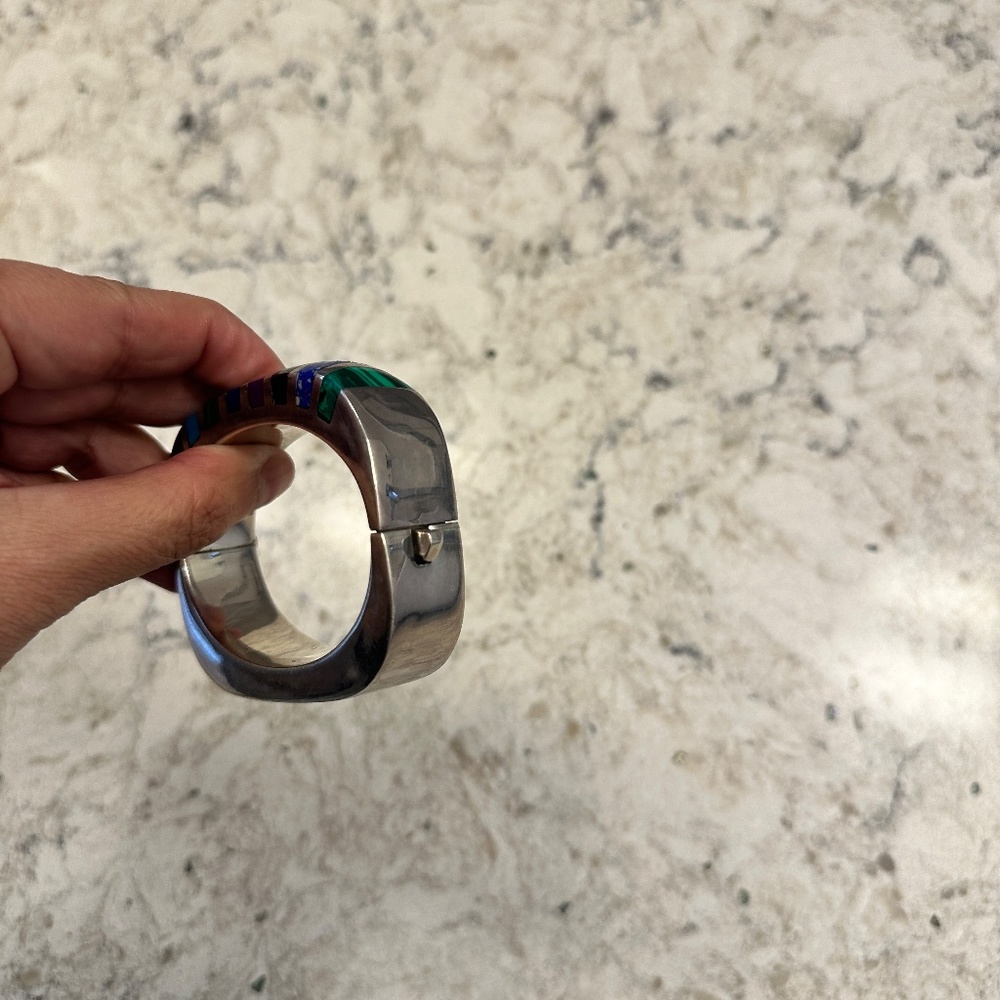 Multicolor Inlay Silver Band - Picture 5 of 12